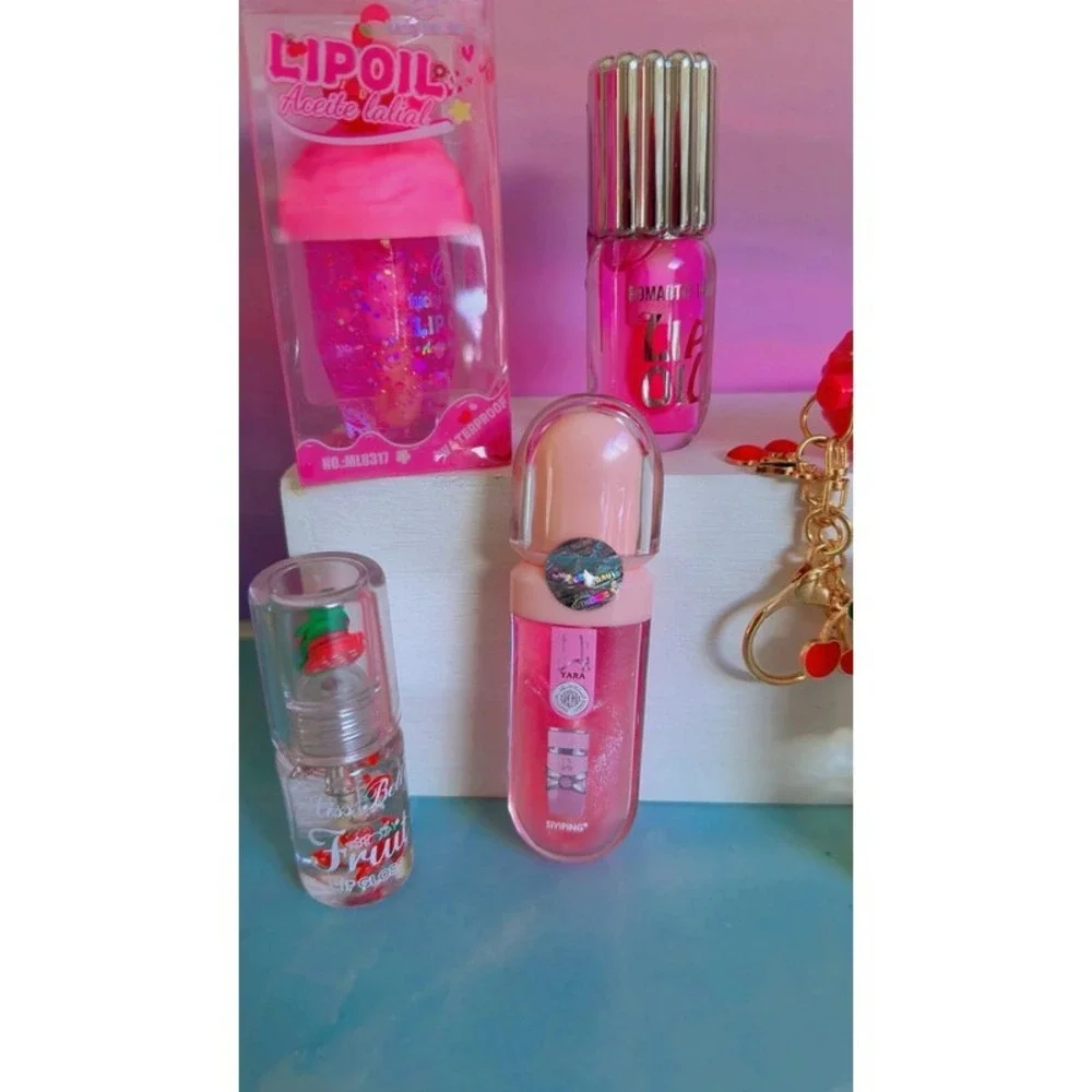 Very‎ big fruity cherry strawberry Summer lip balm lip oil bun bundle NEW